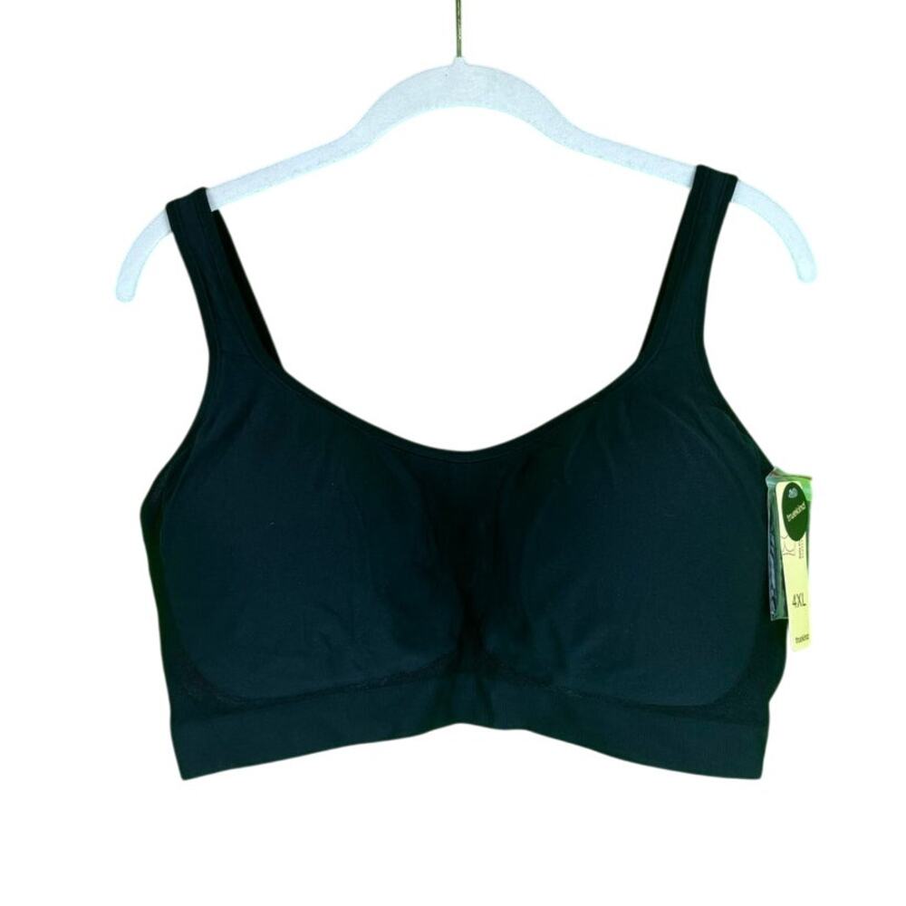 4XL TRUEKIND Daily Comfort Wire Free Shaper Bra Black NWT Four Row Hook Extender